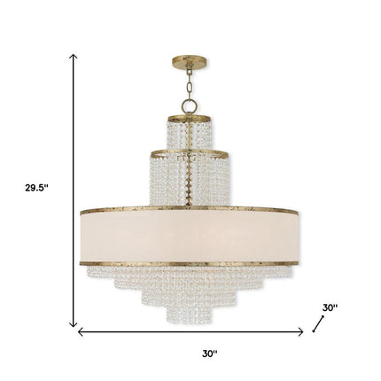Gold Eight Light Metal Dimmable Chandelier With Shades