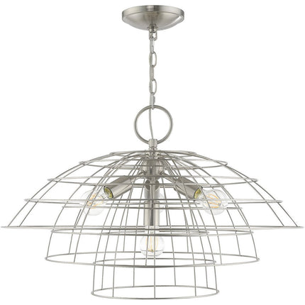 Nickel Four Light Metal Dimmable Chandelier With Shades