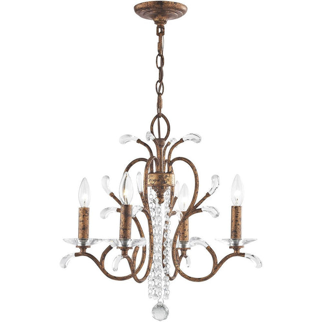 Bronze Four Light Metal Dimmable Chandelier With Shades HomeRoots