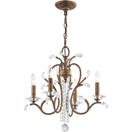 Bronze Four Light Metal Dimmable Chandelier With Shades