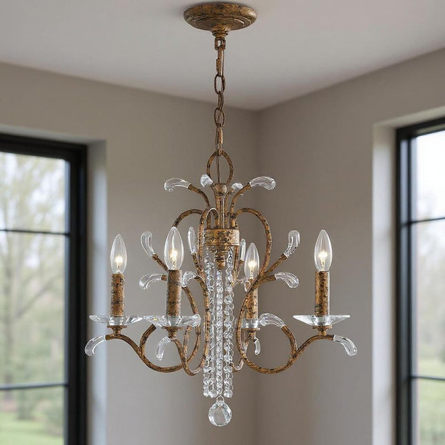 Four Light Dimmable Chandelier With Shades HomeRoots