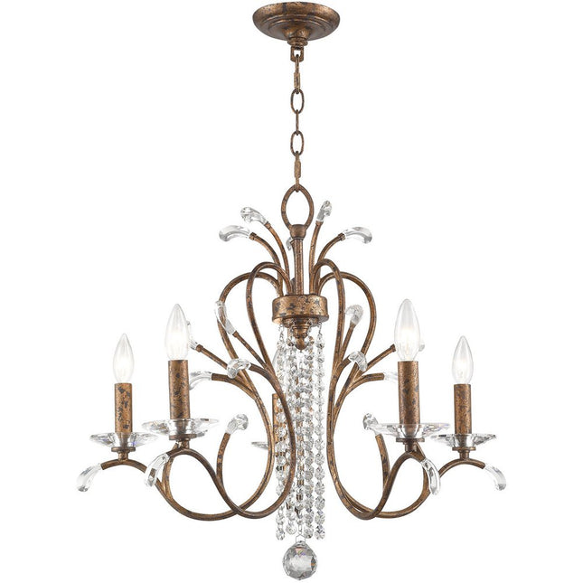 Five Light Dimmable Chandelier With Shades HomeRoots
