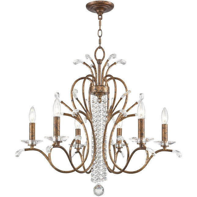Bronze Six Light Metal Dimmable Chandelier With Shades HomeRoots