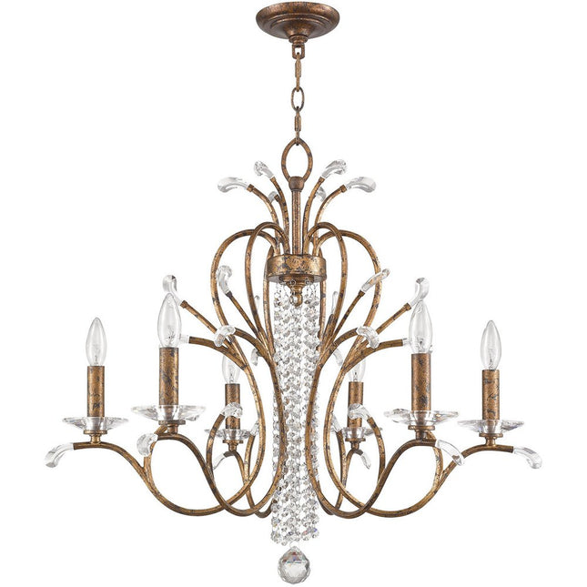 Bronze Six Light Metal Dimmable Chandelier With Shades HomeRoots