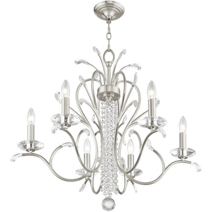 Six Light Dimmable Chandelier With Shades HomeRoots