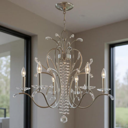 Six Light Dimmable Chandelier With Shades HomeRoots