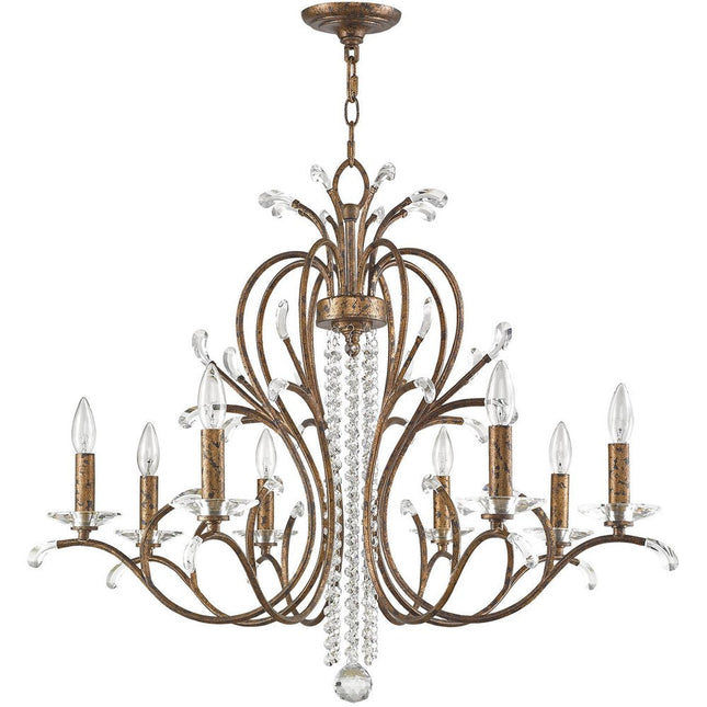 Bronze Eight Light Metal Dimmable Chandelier With Shades HomeRoots