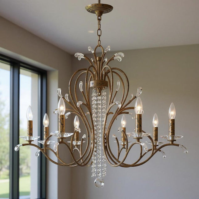 Eight Light Dimmable Chandelier With Shades HomeRoots
