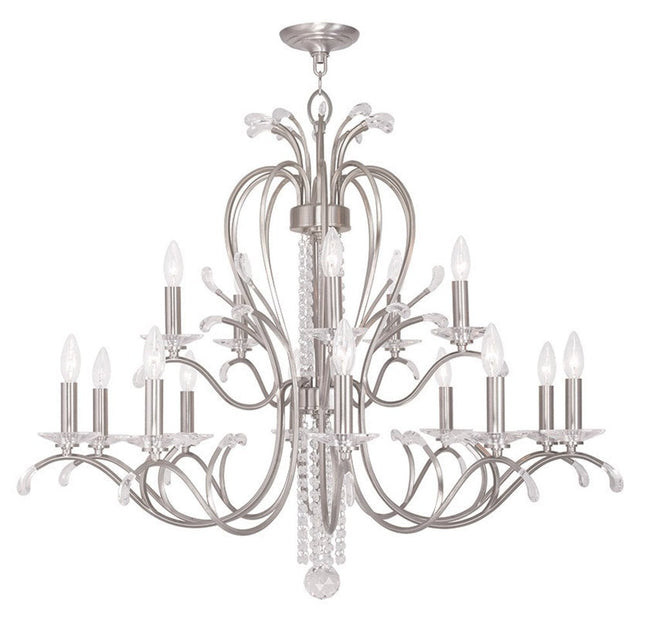 Nickel And Clear Multi Light Metal Dimmable Chandelier With Shades HomeRoots