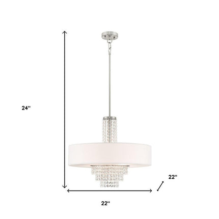 Nickel Five Light Metal Dimmable Chandelier With Shades