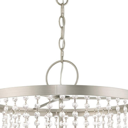 Nickel Four Light Metal Dimmable Chandelier With Shades