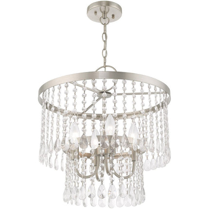 Nickel Four Light Metal Dimmable Chandelier With Shades