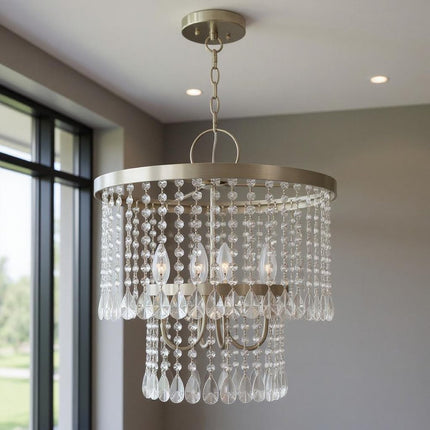 Four Light Dimmable Chandelier With Shades HomeRoots
