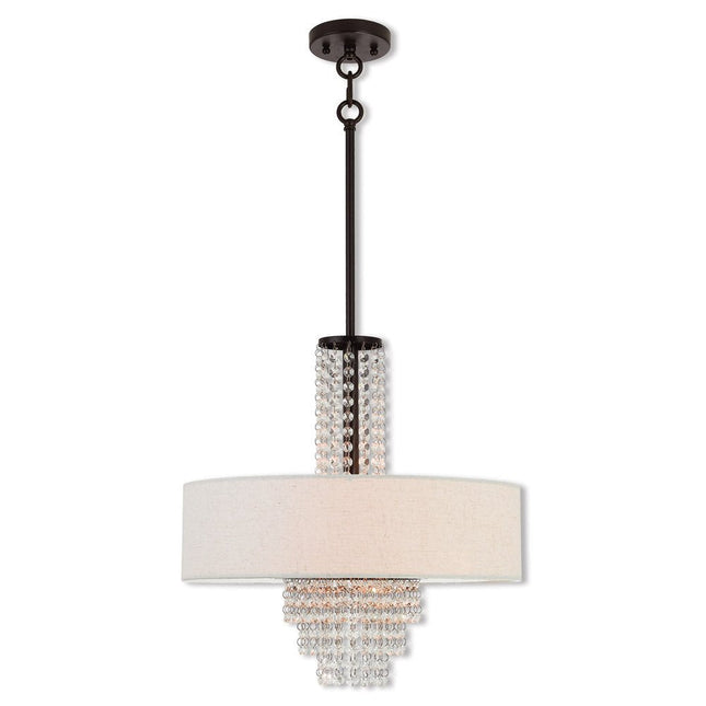 Bronze Four Light Metal Dimmable Chandelier With Shades HomeRoots