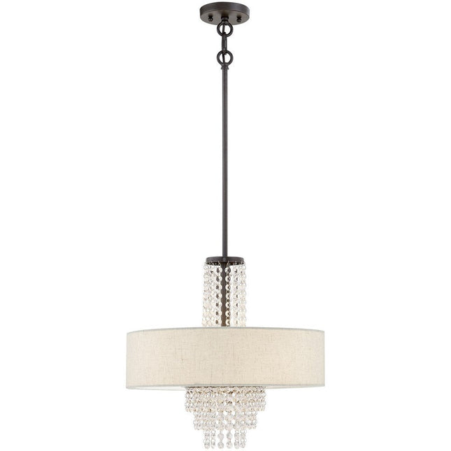 Bronze Four Light Metal Dimmable Chandelier With Shades HomeRoots