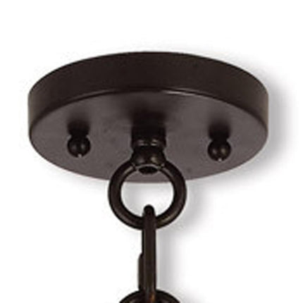 Bronze Four Light Metal Dimmable Chandelier With Shades