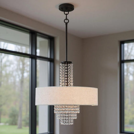 Four Light Dimmable Chandelier With Shades HomeRoots