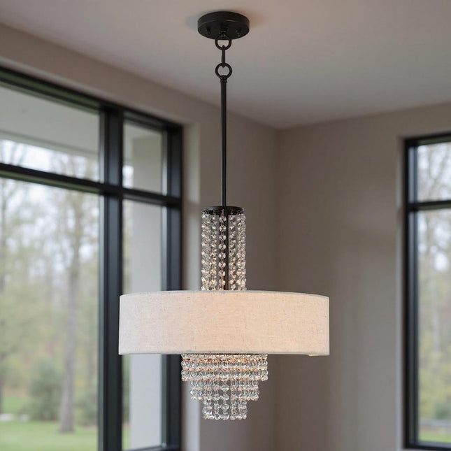 Four Light Dimmable Chandelier With Shades HomeRoots