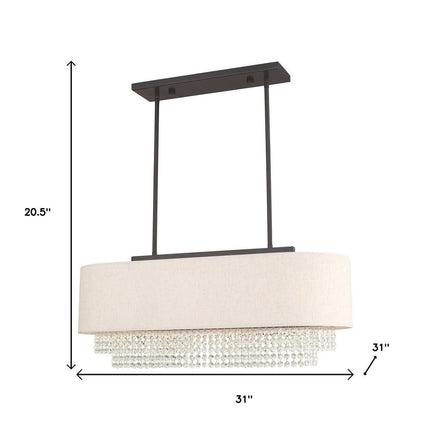 Bronze Three Light Metal Dimmable Chandelier With Shades
