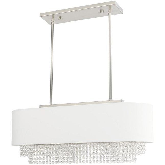 Nickel Three Light Metal Dimmable Chandelier With Shades HomeRoots