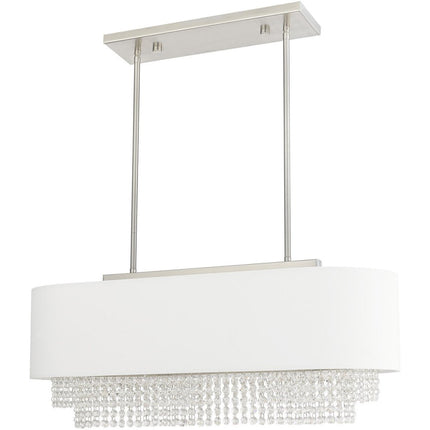 Nickel Three Light Metal Dimmable Chandelier With Shades