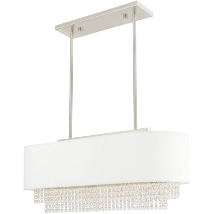 Nickel Three Light Metal Dimmable Chandelier With Shades