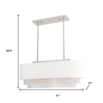 Nickel Three Light Metal Dimmable Chandelier With Shades