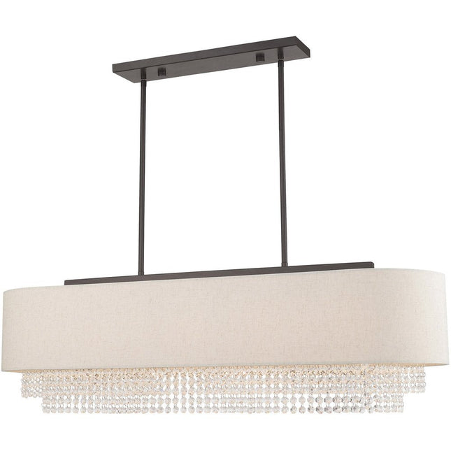 Bronze Five Light Metal Dimmable Chandelier With Shades HomeRoots