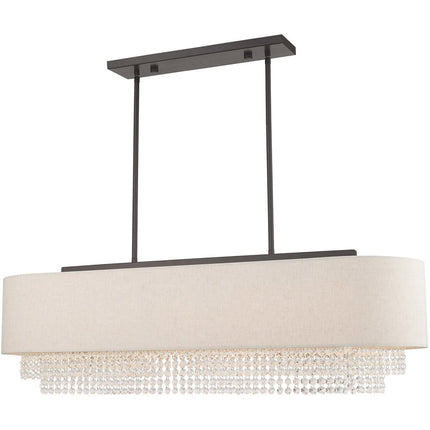 Bronze Five Light Metal Dimmable Chandelier With Shades