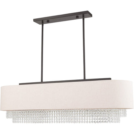 Bronze Five Light Metal Dimmable Chandelier With Shades
