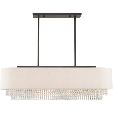 Bronze Five Light Metal Dimmable Chandelier With Shades