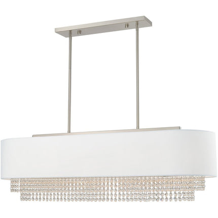 Nickel Five Light Metal Dimmable Chandelier With Shades