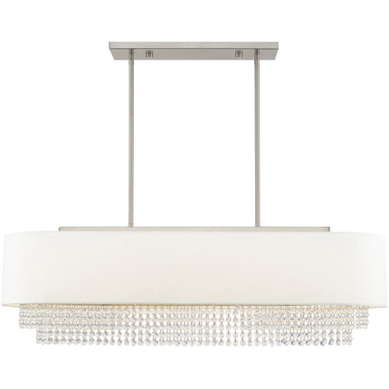 Nickel Five Light Metal Dimmable Chandelier With Shades