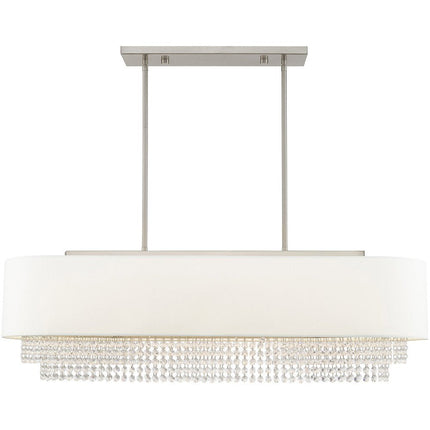 Nickel Five Light Metal Dimmable Chandelier With Shades HomeRoots