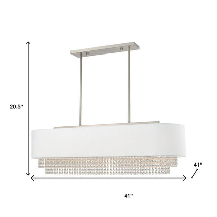 Nickel Five Light Metal Dimmable Chandelier With Shades