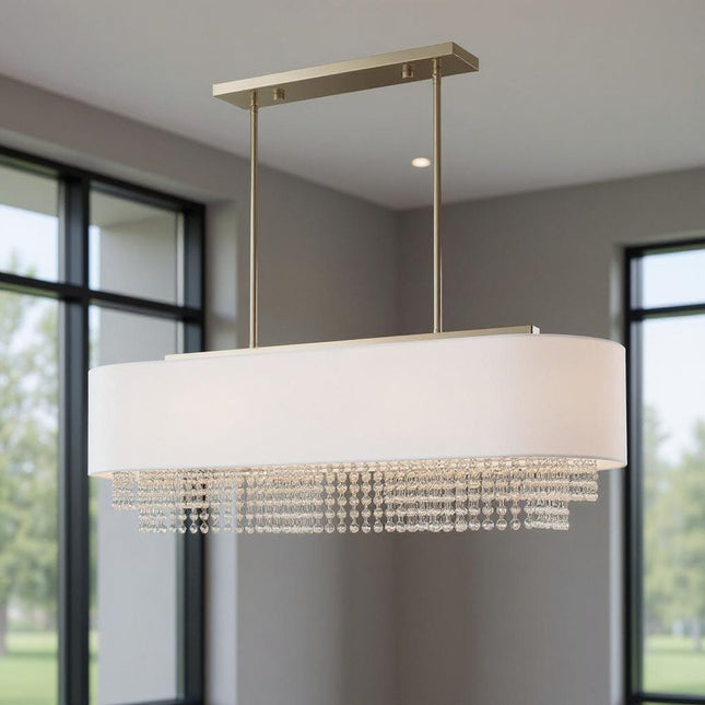 Five Light Dimmable Chandelier With Shades HomeRoots