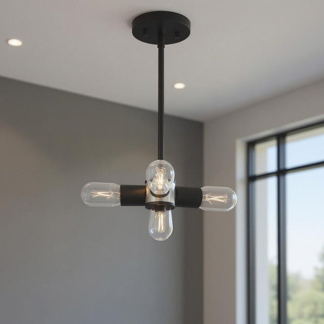 Black Three Light Dimmable Chandelier With Shades HomeRoots