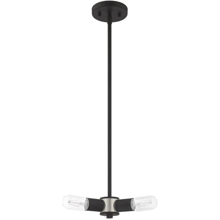 Black Three Light Metal Dimmable Chandelier With Shades