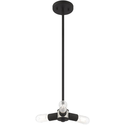 Black Three Light Metal Dimmable Chandelier With Shades