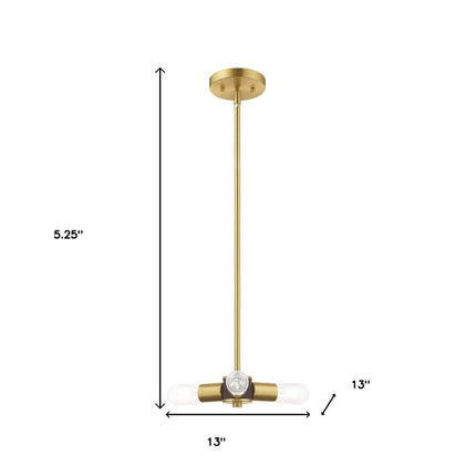 Brass Three Light Metal Dimmable Chandelier With Shades