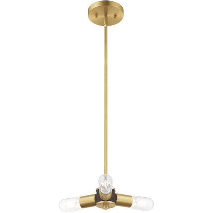 Brass Three Light Metal Dimmable Chandelier With Shades