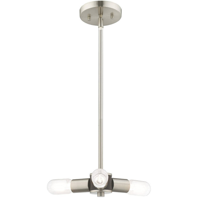 Nickel Three Light Metal Dimmable Chandelier With Shades