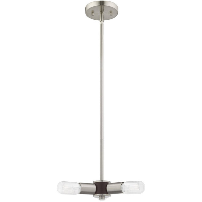Nickel Three Light Metal Dimmable Chandelier With Shades