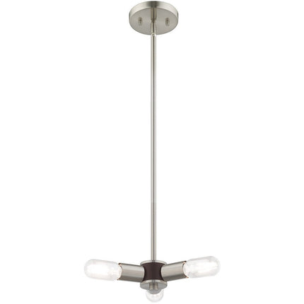 Nickel Three Light Metal Dimmable Chandelier With Shades
