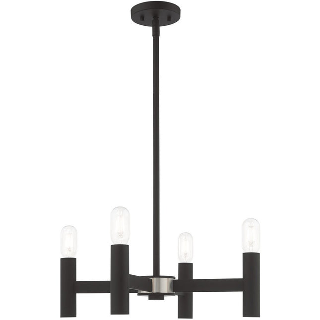 Black Four Light Dimmable Chandelier With Shades HomeRoots