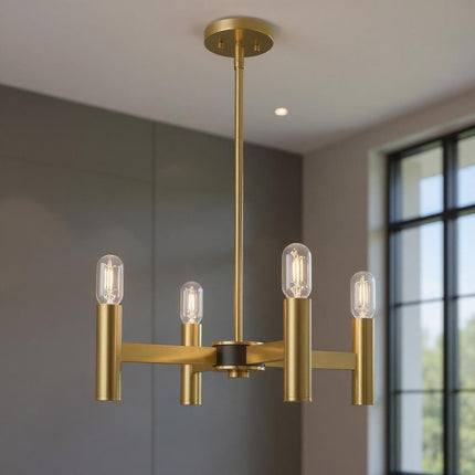 Four Light Dimmable Chandelier With Shades HomeRoots