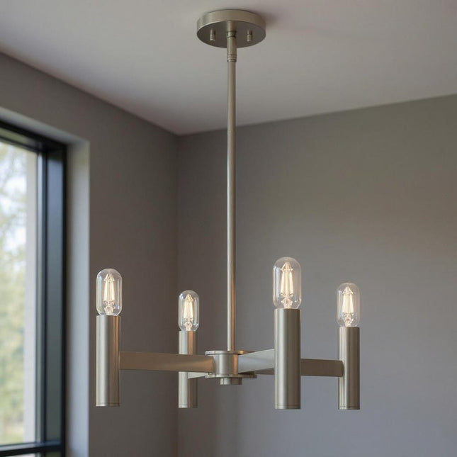 Four Light Dimmable Chandelier With Shades HomeRoots