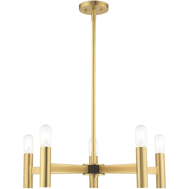 Five Light Dimmable Chandelier With Shades HomeRoots