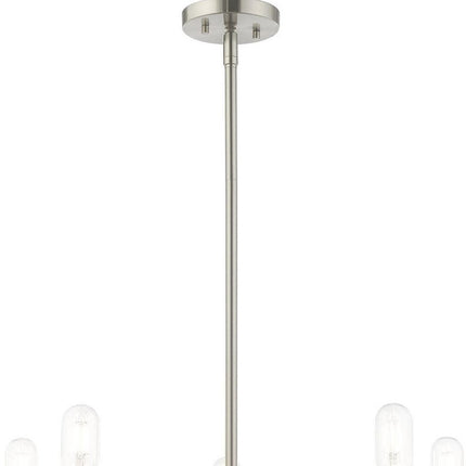 Nickel Five Light Metal Dimmable Chandelier With Shades