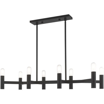 Black Eight Light Metal Dimmable Chandelier With Shades
